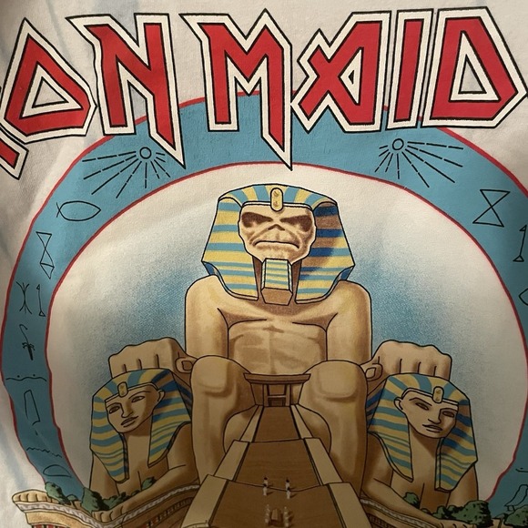 Iron Maiden PowerSlave Album T-Shirt Tie Dye Egyptian Tee Large L Blue White - Picture 3 of 5